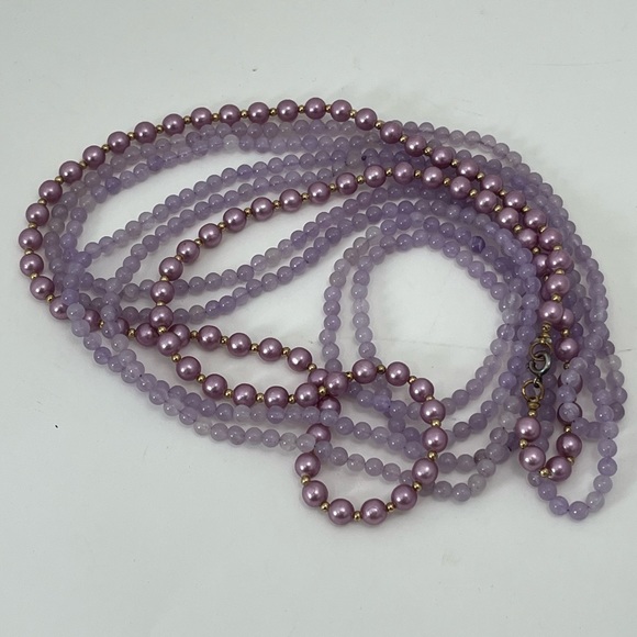 3 pc Purple VTG Beaded Necklace Lot - Picture 3 of 9